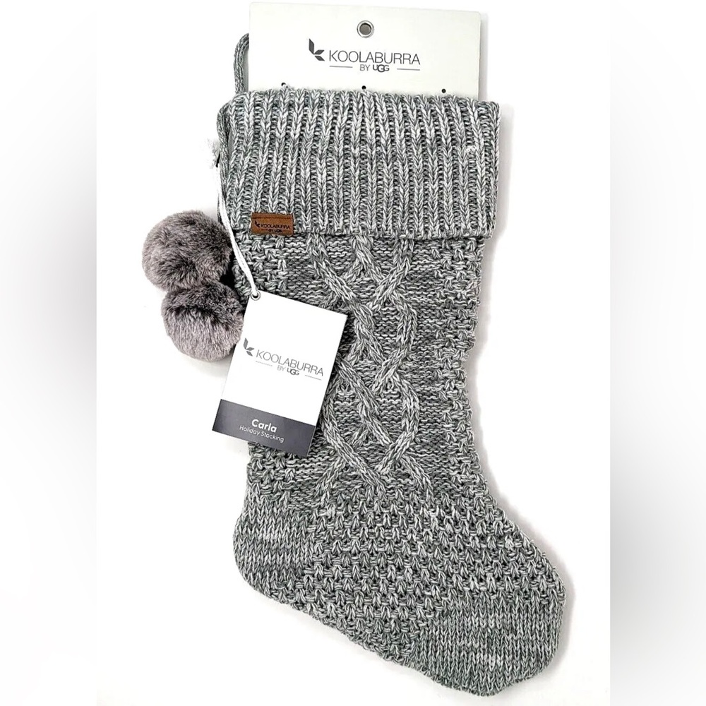 Kookaburra by UGG Carla 100% acrylic Pom Pom Wild Dove Holiday Stocking